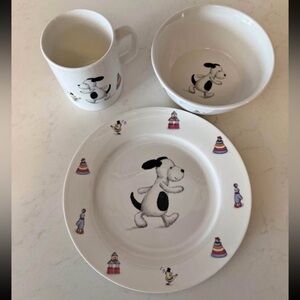 Jellycat Bashful Puppy Plate, Bowl, and Mug set
